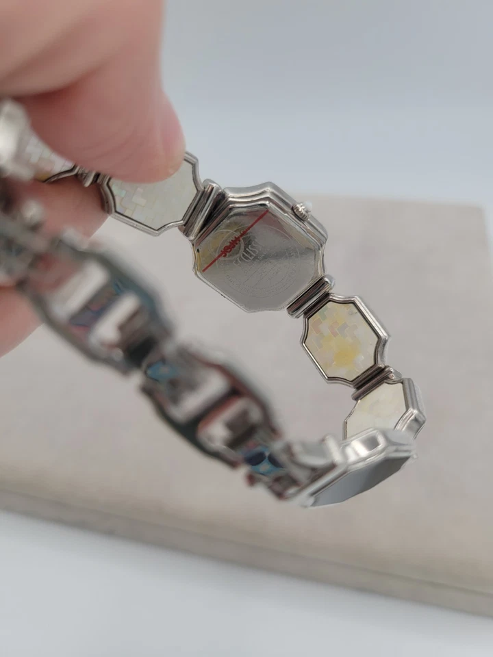 Двусторонние часы Ecclissi из чистого серебра с мозаичной инкрустацией из оникса перламутра  - Изображение 4 из 4