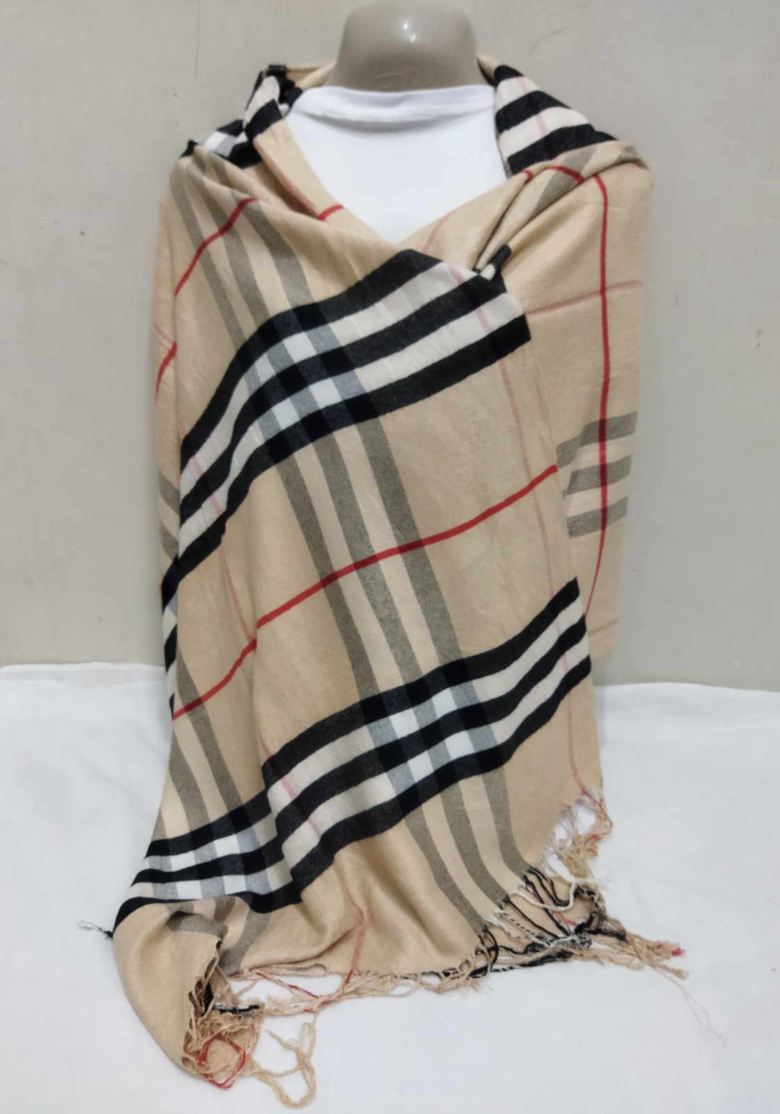 Burberry Scarf Rectangular Shawl 100% Cashmere St… - image 7