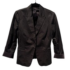 Elie Tahari Womens Black Pinstripe Single Button Blazer Jacket Size 10 Cotton