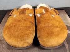Birkenstock Boston Shearling Clog Mules Brown Mocha Suede Size 41/ Wo's 10/Men 8