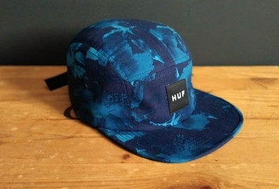 HUF Floral Volley 5 Panel Cap Navy Blue Cotton Strapback Adjustable Authentic