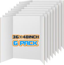 6 Packs 36" X 48" Trifold Poster Board,White Trifold Poster Boards,Corrugated Pr