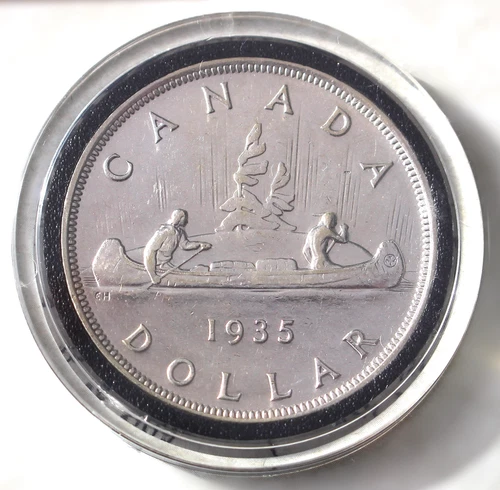 1935 Canada $1 Silver Dollar - Voyageur First Year - .800 Silver w/ Folder & COA