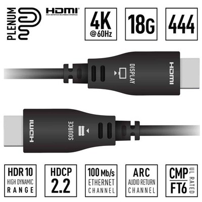 Key Digital KD-AOCH131P 131ft 4K 18Gbps Active Optical HDMI Cable Plenum NEW