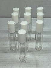 10 Bottles Clear 1/3 oz, 10 ml GLASS Roll On Bottle With White Cap  Roller