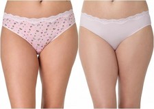 New 2 Pairs Maidenform Pink Everyday Pretty Lace Back Bikini Panties Size M NWT