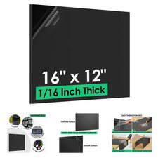ABS Plastic Sheet 1/16 Inch Thick 16x12 Inches Black Dual Surface for Craft DIY