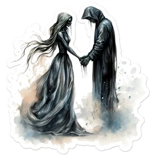 Ghost Lovers Couple - Vinyl Decal Sticker - Car Window Laptop - ebn11017
