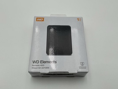 NEW WD ELEMENTS 1TB PORTABLE EXTERNAL HARD DRIVE WDBUZG0010BBK