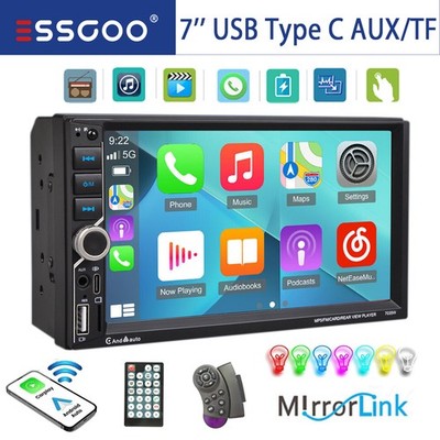 Autoradio 7'' Doppel 2 DIN Android Auto Wireless Carplay USB AUX Bluetooth FM TF