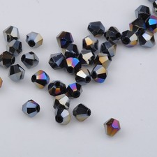 XinBoWen DIY 4mm 1000Pcs Bulk Faceted Bicone Crystal Glass Beads Small, black