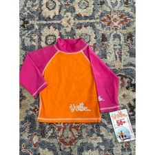 UV Skinz Rash Guard Girls 6M Orange Pink UPF 50 Long Sleeve NWT