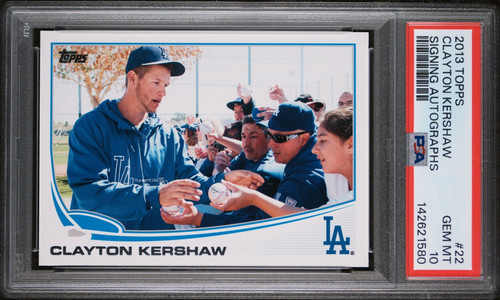 2013 Topps #22 Clayton Kershaw SSP Signing Autographs PSA 10 Dodgers POP 19!