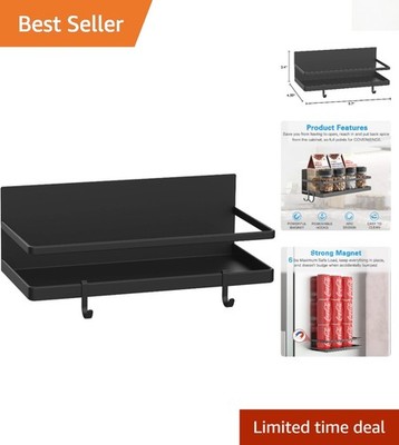 Strong Magnetic Spice Shelf with Removable Hooks - Clutter-Free Kitchen Solution
