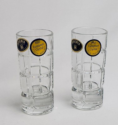 Bohemia set of 2 Ricky/TimeSquare Shot Glasses 3.4oz Made in the Czech Republic