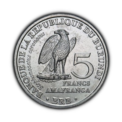 BURUNDI. 2014, 5 Francs - Birds, African Crowned Eagle Stephanoaetus coronatus 1