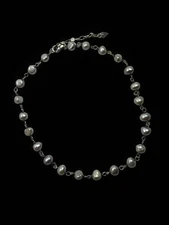 SILPADA $185 Sterling Silver .925 Genuine Pearl Station Chain Collar Necklace