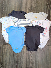 7 Pack Unisex Baby 0-3 Month Short Sleeve Bodysuits Transport Mixed Multicolour