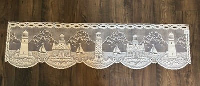 Heritage Lace Window Valance Lighthouse Sailboat Nautical Cottage Ivory 60x15