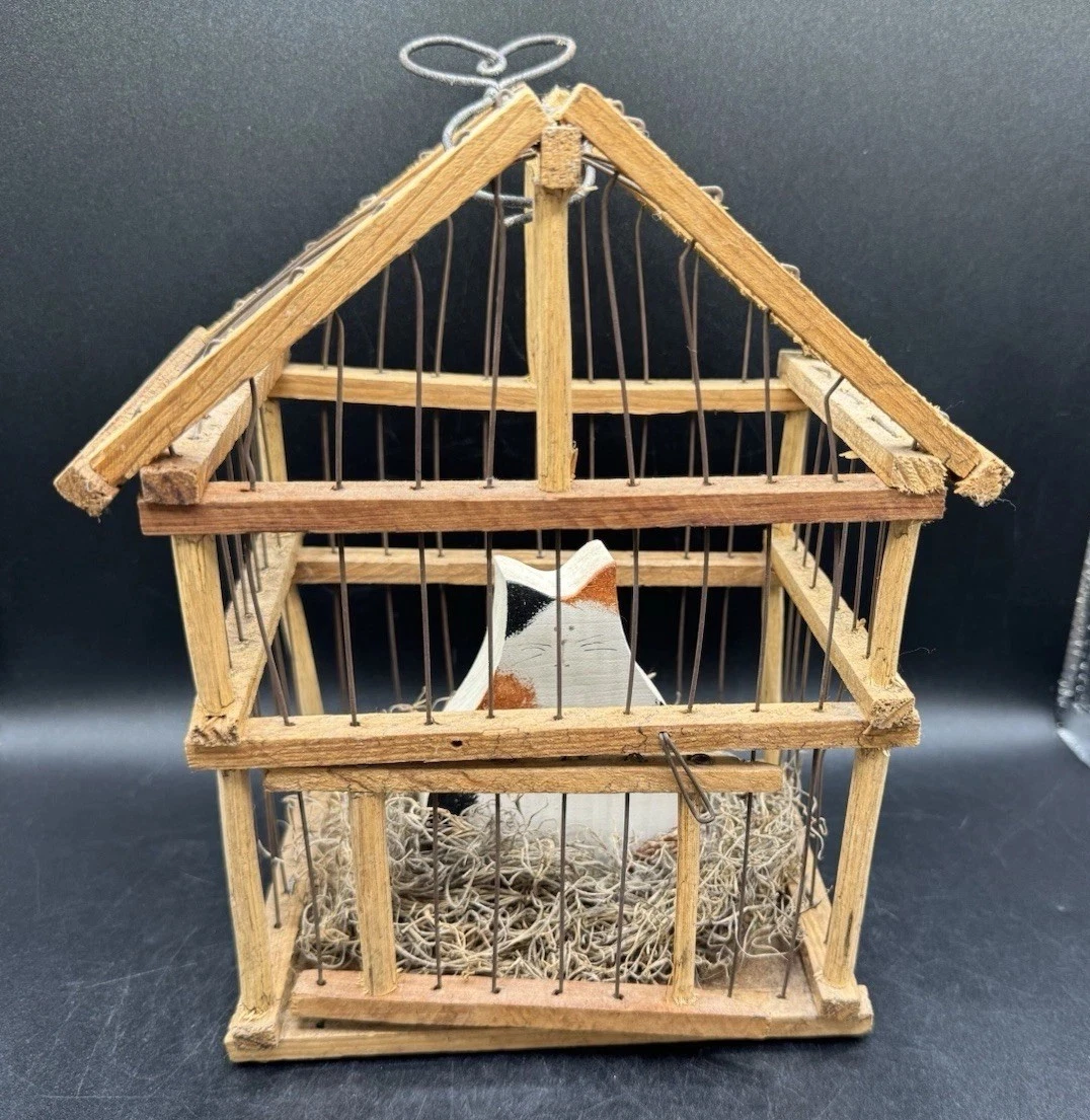 Vtg Primitive Wood Metal Bird Cage Rustic Decorative Handcrafted Birdhouse Small
Opens in a new wind
