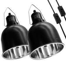 MECESOR Reptile Light Fixture, 2 Packs 5.5 Inch Deep Dome 2 Pcs, Black