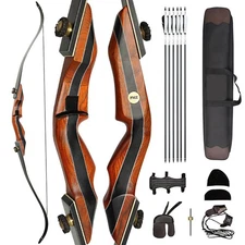 PMZ 60" Takedown Recurve Bow Set – Adjustable 25-50lbs Traditional Archery Kit
