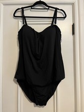 NWT SwimsuitsForAll Tropiculture Women  s Size 16 Black Blouson Swimsuit New