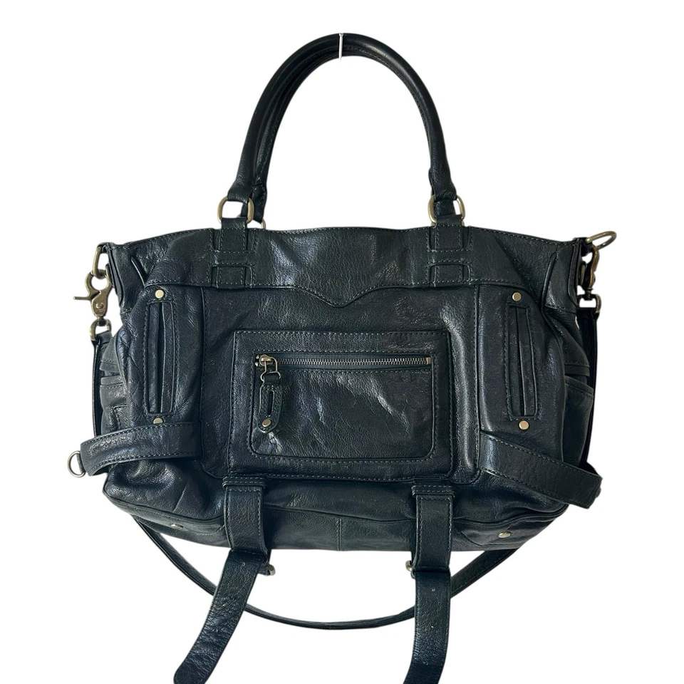 Vintage Rebecca Minkoff Dark Green Leather Tote  Shoulder Bag Style Grunge Edgy - Image 2 of 4