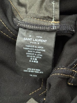 SS16 Saint Laurent by Hedi Slimane Distressed Crash Denim Jeans
