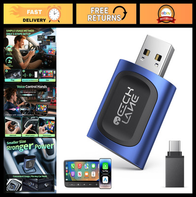 2-in-1 Wireless CarPlay & Android Auto Adapter - Fast Bluetooth Car Adapter, Plu