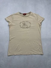 Burberry Knight Crest Beige Embroidered Tee Y2K Archival 00s Vintage Women’s 42