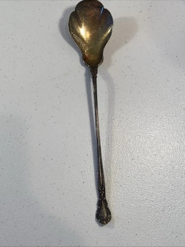 Antique Pat. 1895 Sterling Silver Plated Sugar Shell Spoon 9 1/4” Long