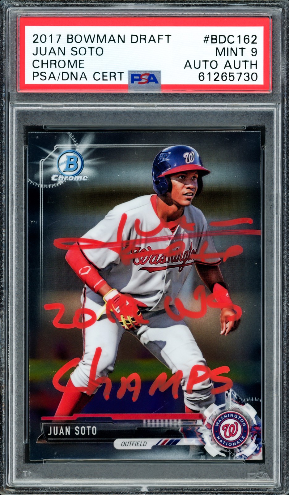 Juan Soto Signed 2017 Bowman Draft Chrome RC BDC162 PSA 9 2019 WS Champs PSA/DNA