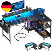 Coleshome Gaming Tisch L Form Mit Led&Steckdosen, 120X80Cm Eckschreibtisch Mit R
