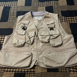 Vintage L.L. Bean Tan Photographers,Fly Fishing Vest Size Lg See Pics