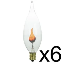 (6) Flicker Flame Flickering Bulb for GE 73254 3w Light