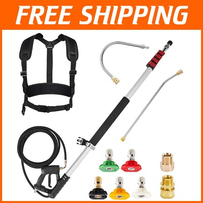 #ad Professional 20#x27; Telescoping Pressure Washer Wand with Nozzle Tips and Harness $199.15