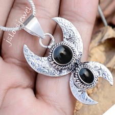 Black Onyx Gemstone 925 Sterling Silver New Design Woman Moon Pendant/pg-793