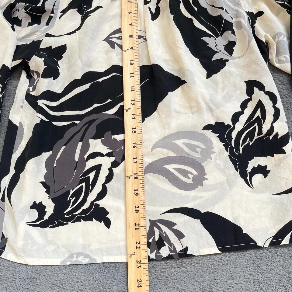 Salvatore Ferragamo Blanco Estampado Hoja Seda Informal Con Botones Para Mujer Talla 26 Foto 4 de 4