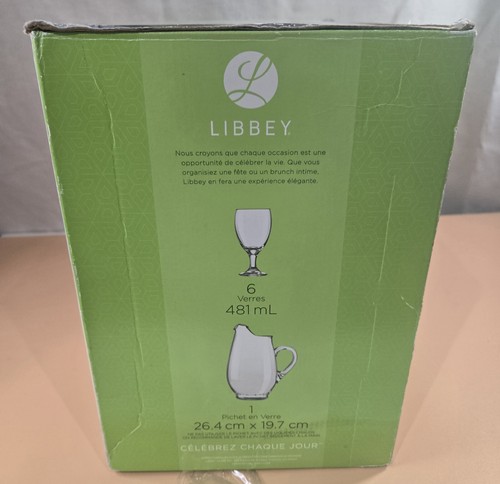 LIBBEY - 7 Piece CAROLINA Serving Set - Pitcher & Glassware - NEW OPEN BOX - Picture 4 of 6