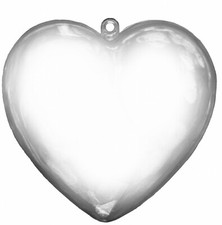 2 Clear Plastic Ball Heart fillable Ornament favor 3"