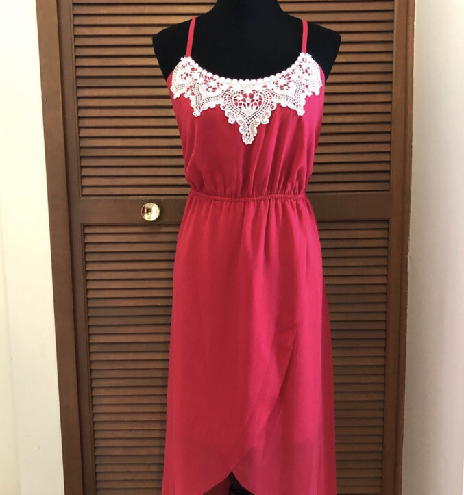 Kensie Red Crochet Lace High-Low Dress Size S - Sleeveless Scoop-Neck Lace Midi Kensie Red Crochet Lace High-Low Dress Size S - Sleeveless Scoop-Neck Lace Midi