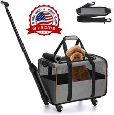 Transportín para mascotas con ruedas y asa telescópica aprobado por aerolíneas