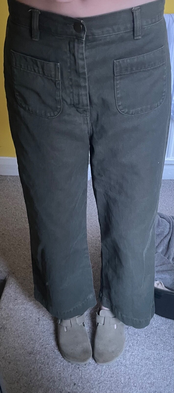 ALTRA & Other Stories Los Angeles Atelier Pantalone gamba larga verde kaki cotone spesso S