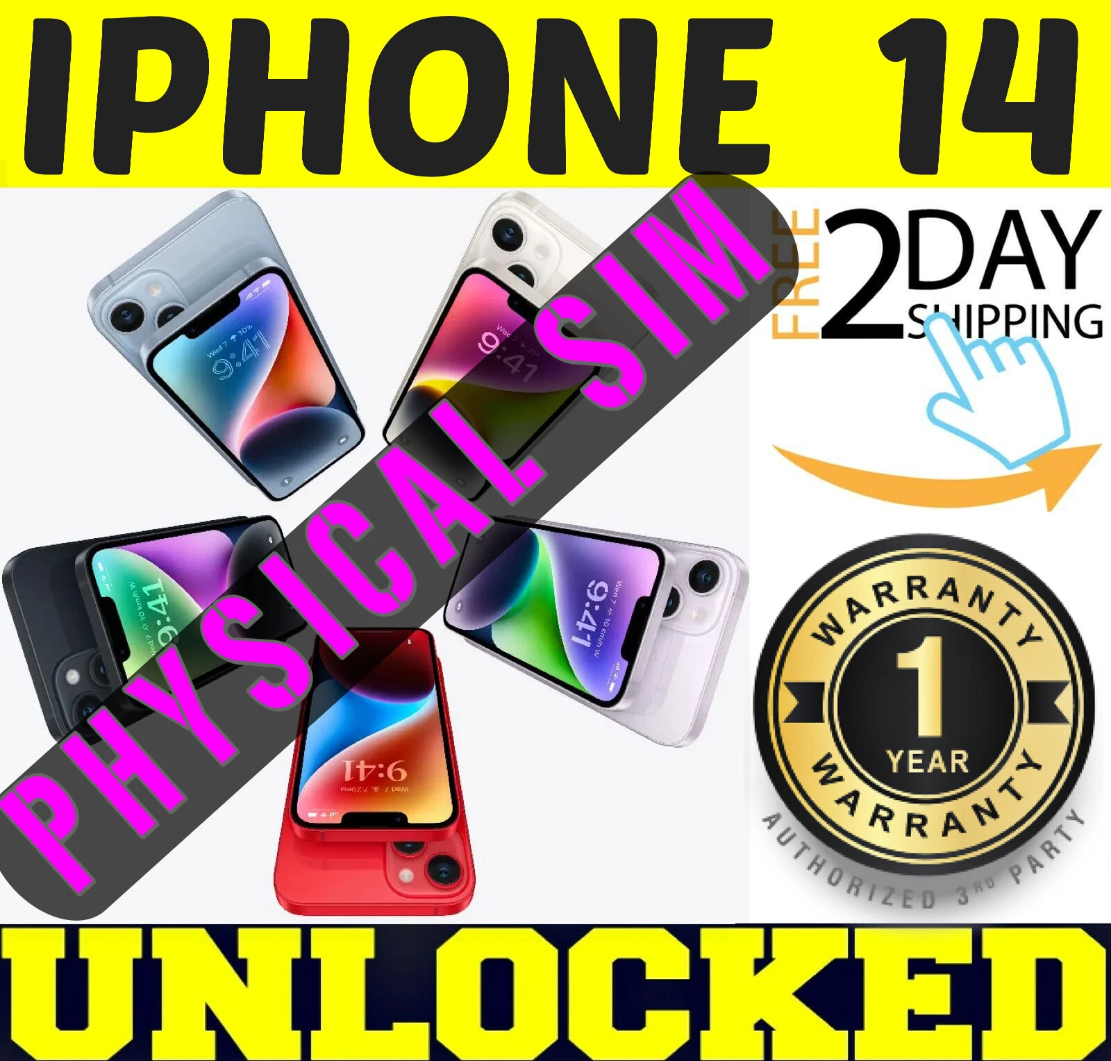 APPLE IPHONE 14 - 128GB 256GB (UNLOCKED) ✅PHYSICAL SIM CARD✅ (A2881) ✤EXCELLENT✤ Review