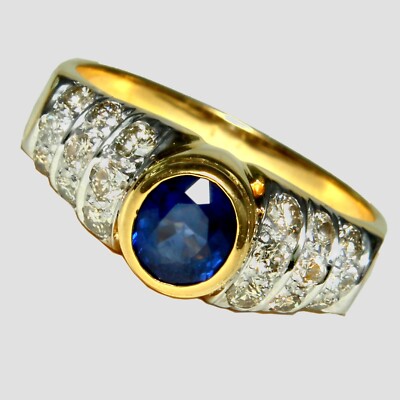 Natural Blue Sapphire Oval Gemstone Gold Plated 925 Sterling Silver Women Ring