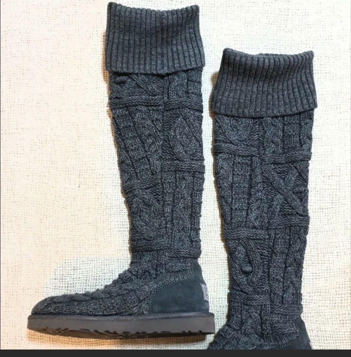 Knee Twisted Cable Knit BOOTS Womens 