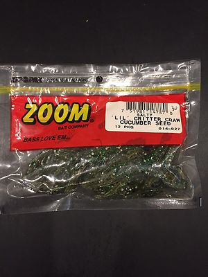 Zoom 014239-SP Lil Critter Craw 3 Inch Fishing Lure 12 Per Package Green For Sale Online - Foto 5