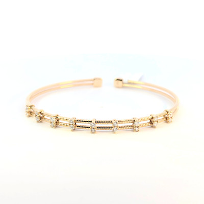 Natürlicher Diamant Flexibles Armband 14K Weiß-/Gelbgold für alle Gelegenheiten