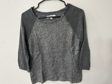 LOFT 3/4 Sleeve Gray Sweater Solid Pullover Crew Top T-Shirt Small